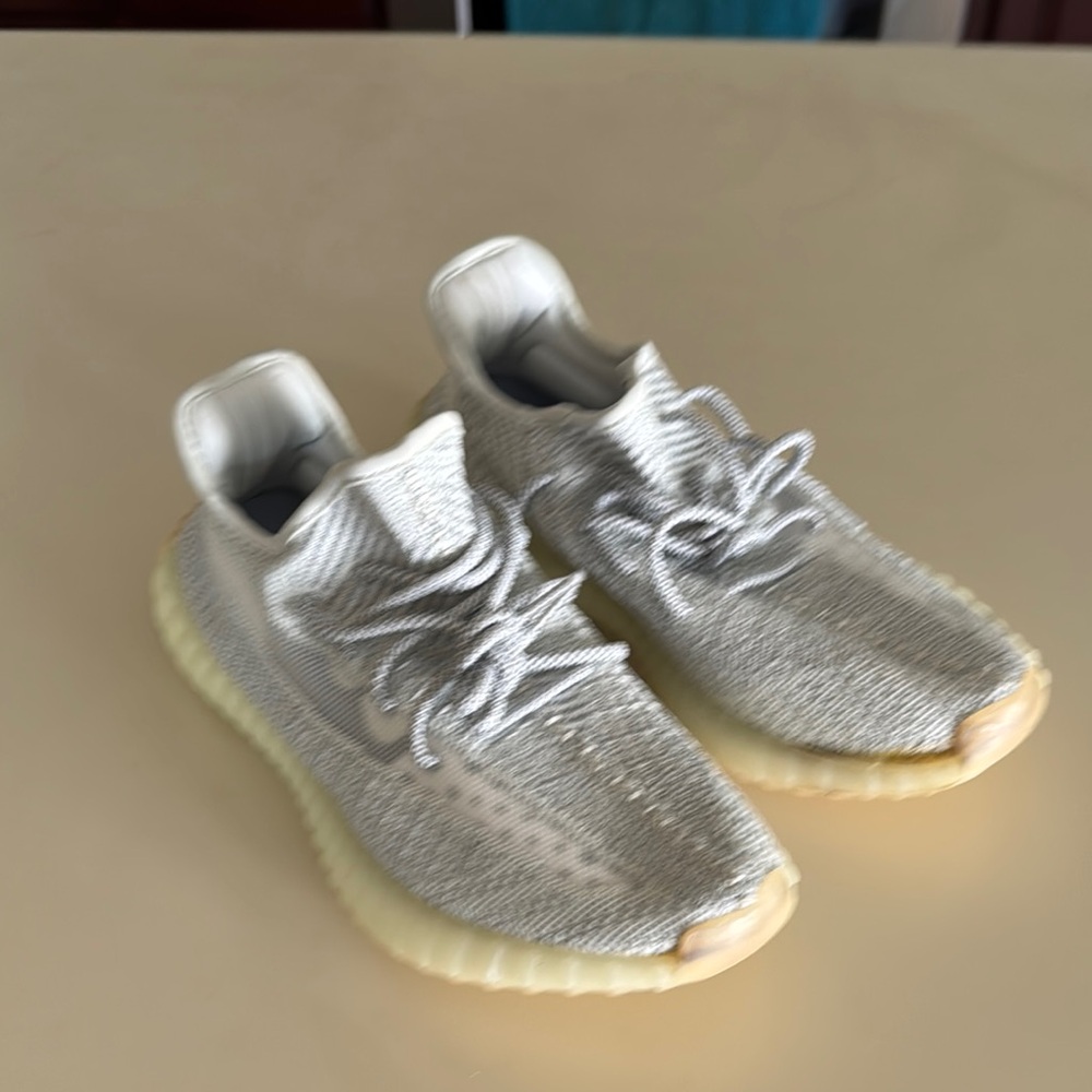 Yeezy Silver Sneakers with Knitted Upper and Boost Midsole